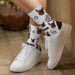 Personalisierte lustige Haustier Portrait Foto Socken mit Nummer Text Memorial Geburtstag Geschenk für Hund Katze Haustier Liebhaber