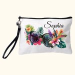 Occhiali da sole personalizzati a fiori Borsa da trucco portatile stile vacanze estive con nome accessorio da viaggio Matrimonio in riva al mare Regal