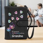 Portafoglio da polso in pelle con cuore a bolle 1-8 e nome personalizzato per la festa della mamma, compleanno e festa della mamma.