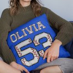 Personalized Multicolor Baseball Sports Theme Throw Pillow Cover with Name and Number Birthday Team Gift for Baseball Players Fans