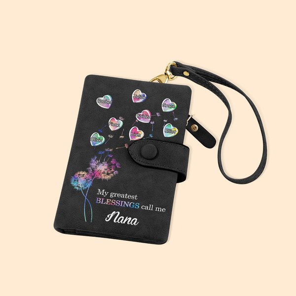 Portafoglio da polso in pelle con cuore a bolle 1-8 e nome personalizzato per la festa della mamma, compleanno e festa della mamma.