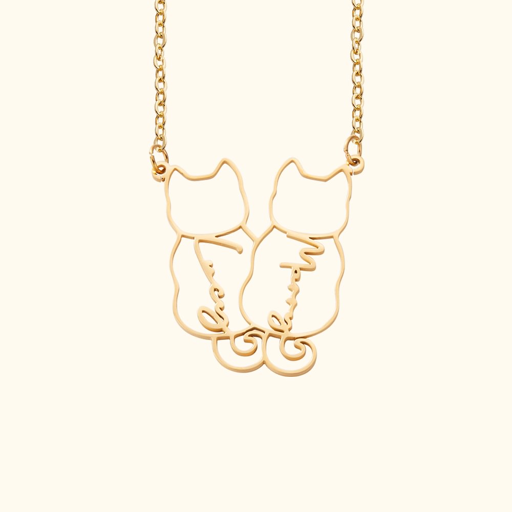 Collier de Silhouette Personnalisé avec Nom d'Animal de Compagnie Cadeau Commémoratif pour Amoureux de Chiens Chats