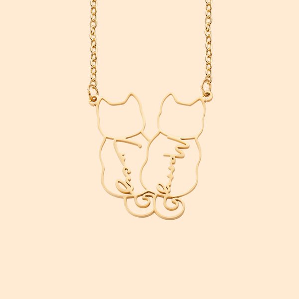 Personalisierte Silhouette Halskette mit Haustier-Anhänger und Namen Geburtstag Geschenk für Hund und Katze Haustier Liebhaber