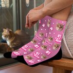 Personalisierte lustige Haustier Portrait Foto Socken mit Nummer Text Memorial Geburtstag Geschenk für Hund Katze Haustier Liebhaber