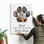 Personalizzato Meet You at the Rainbow Bridge Quadro su tela con zampa di animale domestico 5 foto collage e nome Regalo commemorativo per gli amanti degli animali domestici Perdita di un animale dome