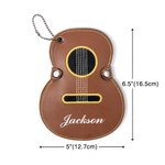 Personalised Guitar-Shaped Portable PU Leather Guitar Picks Storage Case with Name and Key Ring Birthday Music Festival Gift for Guitar Player