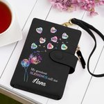 Portafoglio da polso in pelle con cuore a bolle 1-8 e nome personalizzato per la festa della mamma, compleanno e festa della mamma.