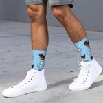 Personalisierte lustige Haustier Portrait Foto Socken mit Nummer Text Memorial Geburtstag Geschenk für Hund Katze Haustier Liebhaber