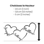 Tatouage Temporaire Imperméable Personnalisé avec 1-5 Noms Motif de Coeurs Cadeau de Soirée Fête des Pères pour Famille Ami Couple