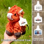 Personalised Crochet Highland Cow Plush Toy with Ear Tag