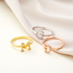 Gemma personalizzata che imposta le foglie di ramoscello Anello iniziale di fidanzamento Anniversario nuziale Compleanno per lei