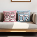 Personalized Multicolor Baseball Sports Theme Throw Pillow Cover with Name and Number Birthday Team Gift for Baseball Players Fans