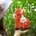 Personalised Crochet Highland Cow Plush Toy with Ear Tag