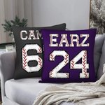Personalized Multicolor Baseball Sports Theme Throw Pillow Cover with Name and Number Birthday Team Gift for Baseball Players Fans