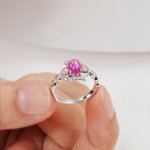 Gepersonaliseerde Vintage 6 Straal Roze Ster Ring met Gegraveerde Tekst Edelsteen Sieraden Verloving Huwelijk Verjaardag Cadeau voor Haar