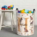 Personalised Jungle Animal Large Toy Laundry Basket with Name and Initial Waterproof Oxford Cloth Baby Shower Housewarming Gift for Family Kids