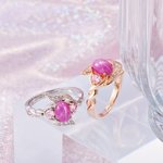 Gepersonaliseerde Vintage 6 Straal Roze Ster Ring met Gegraveerde Tekst Edelsteen Sieraden Verloving Huwelijk Verjaardag Cadeau voor Haar