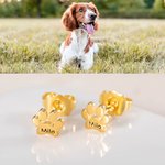 Personalizado lindo Paw Print Unisex Stud Pendientes con nombre grabado Cumpleaños Memorial Gift for Pet Lovers