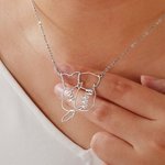 Personalisierte Silhouette Halskette mit Haustier-Anhänger und Namen Geburtstag Geschenk für Hund und Katze Haustier Liebhaber