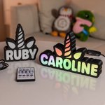 Personalized 3D Printing Fantasy Unicorn Name Sign LED Night Lamp Bedroom Nursery Desk Decoration Birthday Gift for Kids