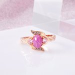 Gepersonaliseerde Vintage 6 Straal Roze Ster Ring met Gegraveerde Tekst Edelsteen Sieraden Verloving Huwelijk Verjaardag Cadeau voor Haar