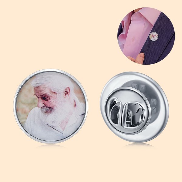 Gepersonaliseerde Foto Reversspeld Herinnerings Boutonniere Speld Huwelijk Vaderdag Geschenk voor Mannen Groomsmen