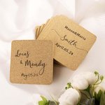 Personalized Set of 10 Reusable Wedding Favor Cork Coasters with Couple Name and Date Bridal Shower Gift for Newlyweds