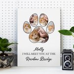 Personalizzato Meet You at the Rainbow Bridge Quadro su tela con zampa di animale domestico 5 foto collage e nome Regalo commemorativo per gli amanti degli animali domestici Perdita di un animale dome