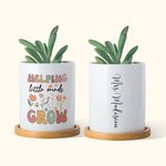 Vaso per piante in ceramica personalizzato con nome e base in bambù Regalo di ringraziamento per gli insegnanti per il ritorno a scuola