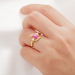 Gepersonaliseerde Vintage 6 Straal Roze Ster Ring met Gegraveerde Tekst Edelsteen Sieraden Verloving Huwelijk Verjaardag Cadeau voor Haar