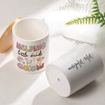 Vaso per piante in ceramica personalizzato con nome e base in bambù Regalo di ringraziamento per gli insegnanti per il ritorno a scuola