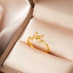 Gemma personalizzata che imposta le foglie di ramoscello Anello iniziale di fidanzamento Anniversario nuziale Compleanno per lei