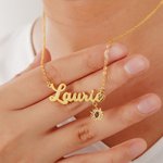 Personalized You Are My Sunshine Sunflower Name Necklace with Birthstone Birthday Anniversary Gift for Her