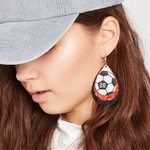 Personalized Glitter Baseball Softball Football Teardrop PU Leather Earrings with Number Birthday Game Day Gift for Sports Lover