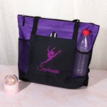 Personalisierte Glitter Tanz Ballerina Multi-Tragetasche mit Reißverschluss Tote Bag mit Namen Geburtstag Geschenk für sie