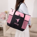 Personalisierte Glitter Tanz Ballerina Multi-Tragetasche mit Reißverschluss Tote Bag mit Namen Geburtstag Geschenk für sie