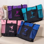 Personalisierte Glitter Tanz Ballerina Multi-Tragetasche mit Reißverschluss Tote Bag mit Namen Geburtstag Geschenk für sie