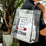 Personalized Pencil Apple Graffiti Letter Waterproof Clear Tote Bag with Name and Initial Back to School Appreciation Birthday Gift for Teacher