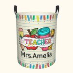 Personalisierte bunte Brief Bleistift Apfel Thema wasserdicht Wäsche Aufbewahrungskorb mit Namen zurück zu Schule Anerkennung Geschenk für Lehrer