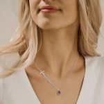 Personalisierte Kreuz-Halskette mit Namen Gravur und Geburtsstein Geburtstag Taufgeschenk für Kinder Damen