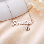 Personalized You Are My Sunshine Sunflower Name Necklace with Birthstone Birthday Anniversary Gift for Her