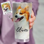 Personalisierte 900ml Aquarell Katze Hund Haustierporträt Flasche mit Namen Deckel Strohhalm Geburtstag Geschenk für Tierliebhaber