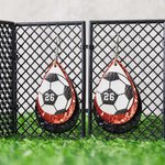 Personalized Glitter Baseball Softball Football Teardrop PU Leather Earrings with Number Birthday Game Day Gift for Sports Lover