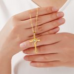 Gepersonaliseerde hart kruis ketting met geboortesteen Minimalistische christelijke sieraden religieuze verjaardagscadeau voor haar