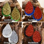 Personalized Glitter Baseball Softball Football Teardrop PU Leather Earrings with Number Birthday Game Day Gift for Sports Lover