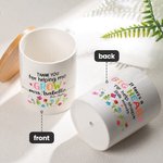 Personalized Thank You For Helping Me Grow Floral Name Ceramic Flower Pot with Bamboo Tray Teacher's Day Back to School Gift for Teacher