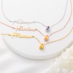 Personalisierte Kreuz-Halskette mit Namen Gravur und Geburtsstein Geburtstag Taufgeschenk für Kinder Damen