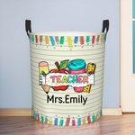 Personalisierte bunte Brief Bleistift Apfel Thema wasserdicht Wäsche Aufbewahrungskorb mit Namen zurück zu Schule Anerkennung Geschenk für Lehrer