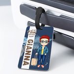 Etichetta per bagagli personalizzato con nome e pesonaggio cartone animato accessori da viaggio regalo di compleanno per gli amanti dei viaggi