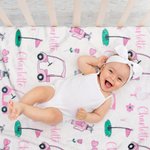 Personalized Cute Pink Golf Soft Baby Throw Blanket with Name Skin-friendly Birthday Baby Shower Gift for Newborn Baby